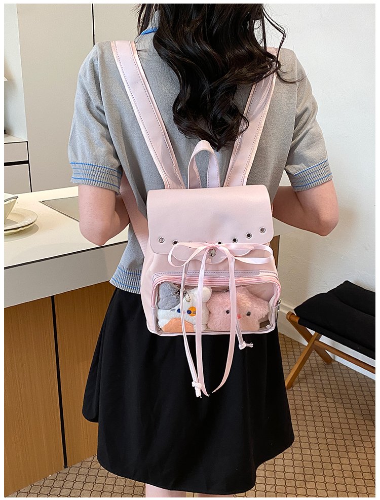 Cute Waterproof PU Leather Drawstring Backpack for Women detail 27