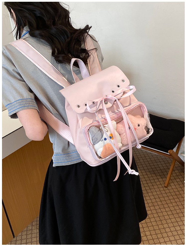 Cute Waterproof PU Leather Drawstring Backpack for Women detail 28