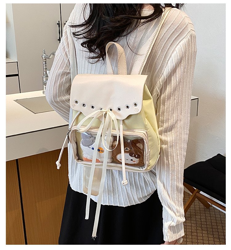 Cute Waterproof PU Leather Drawstring Backpack for Women detail 2