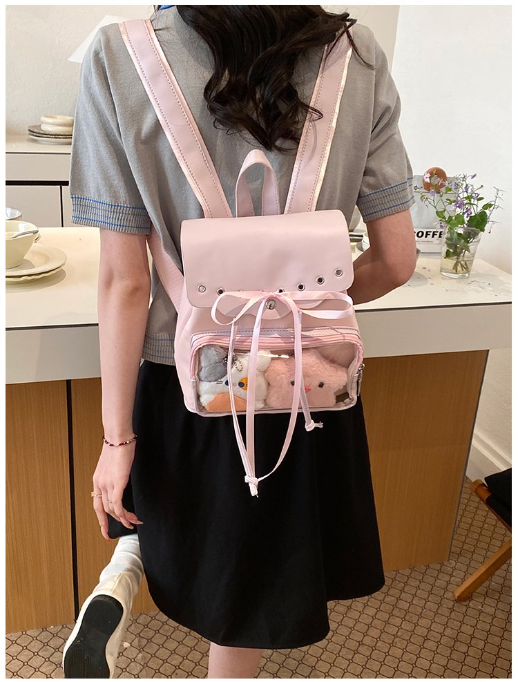 Cute Waterproof PU Leather Drawstring Backpack for Women detail 29