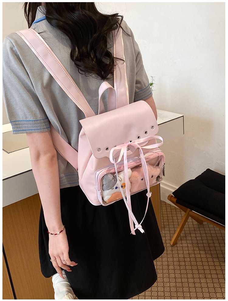 Cute Waterproof PU Leather Drawstring Backpack for Women detail 32