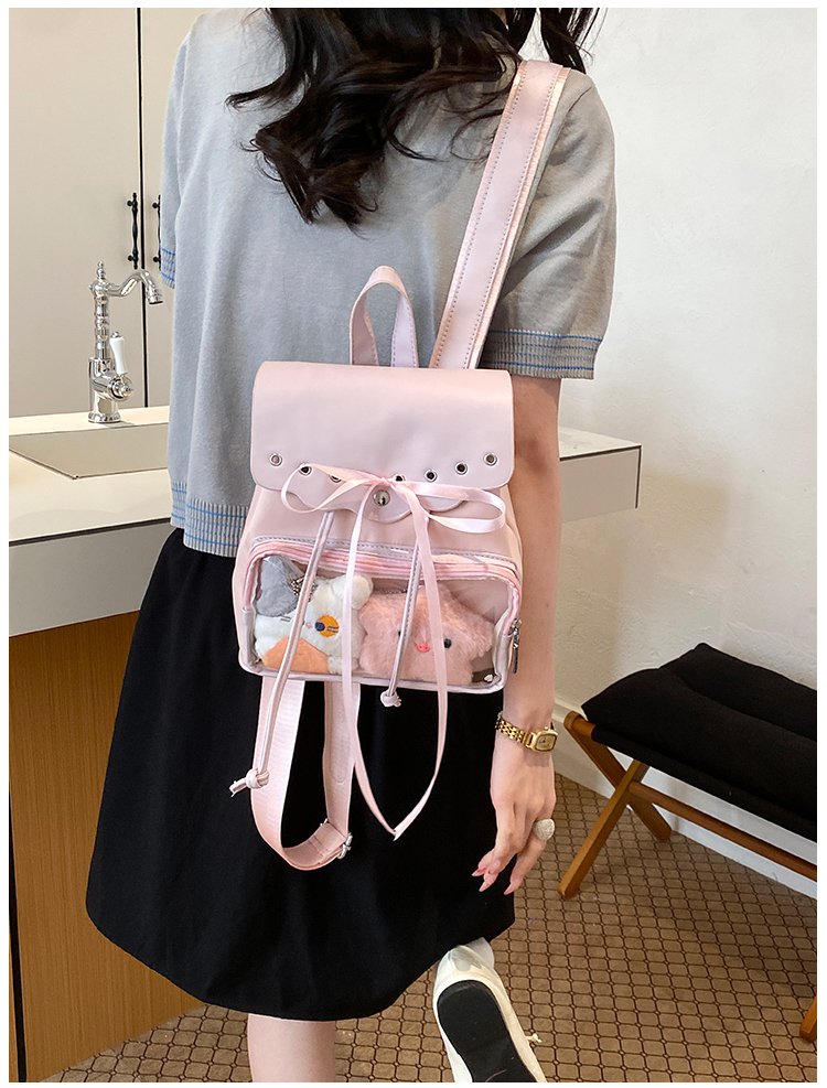 Cute Waterproof PU Leather Drawstring Backpack for Women detail 36