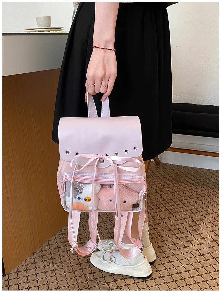 Cute Waterproof PU Leather Drawstring Backpack for Women detail 37