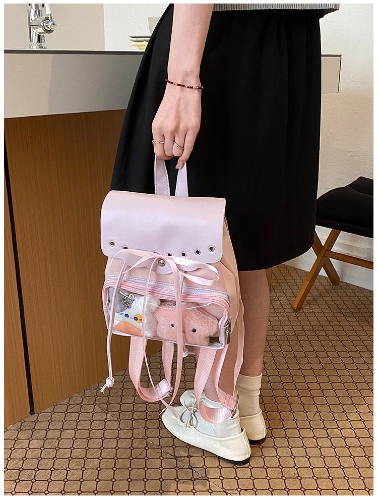 Cute Waterproof PU Leather Drawstring Backpack for Women detail 38