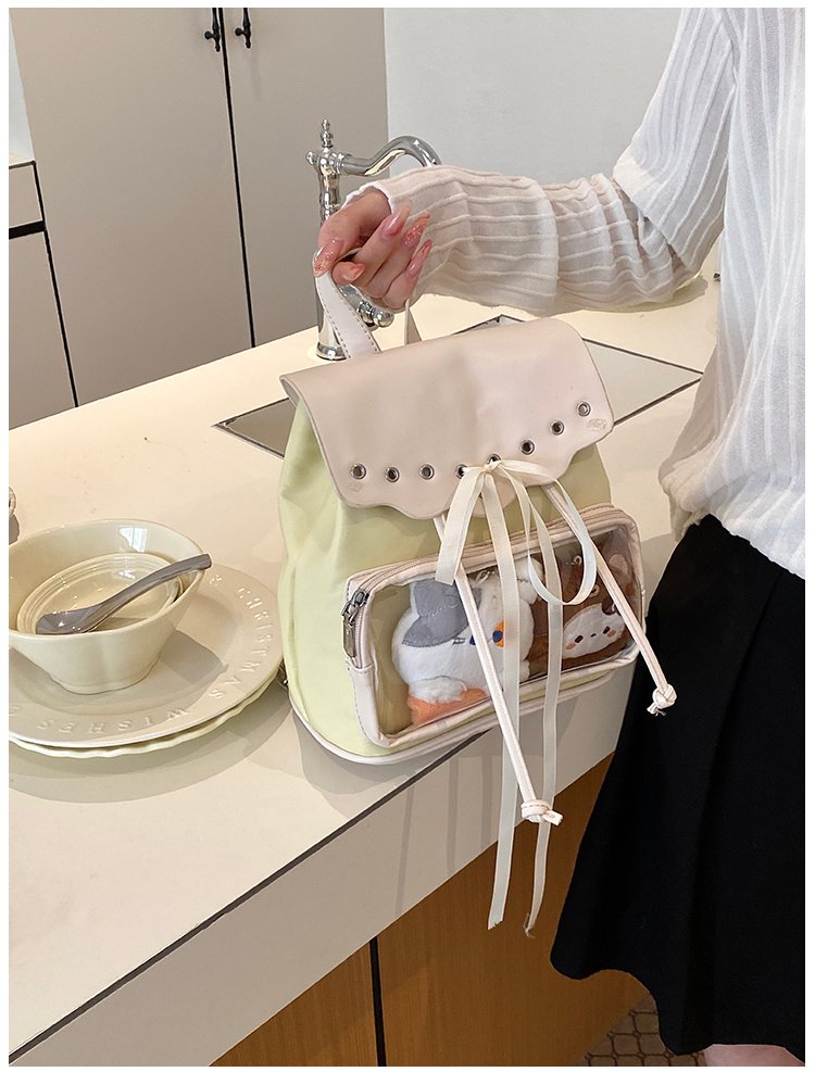 Cute Waterproof PU Leather Drawstring Backpack for Women detail 39