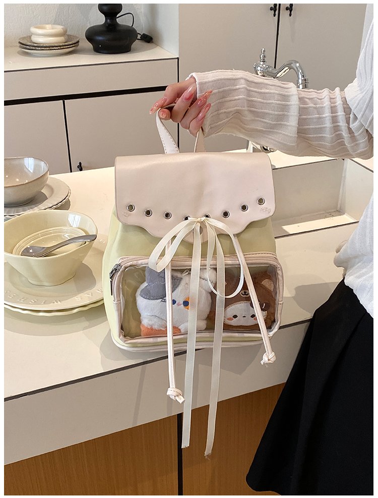 Cute Waterproof PU Leather Drawstring Backpack for Women detail 40