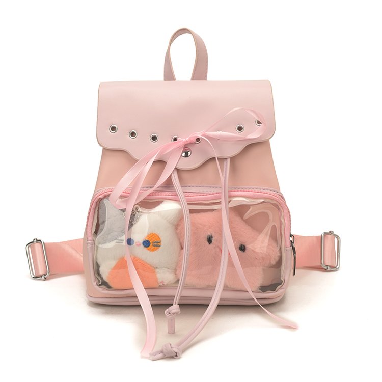 Cute Waterproof PU Leather Drawstring Backpack for Women view 4