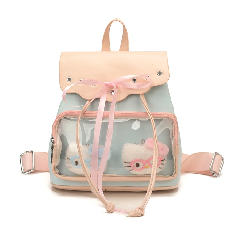 Cute Waterproof PU Leather Drawstring Backpack for Women view 1