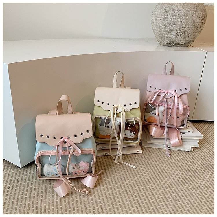 Cute Waterproof PU Leather Drawstring Backpack for Women detail 4
