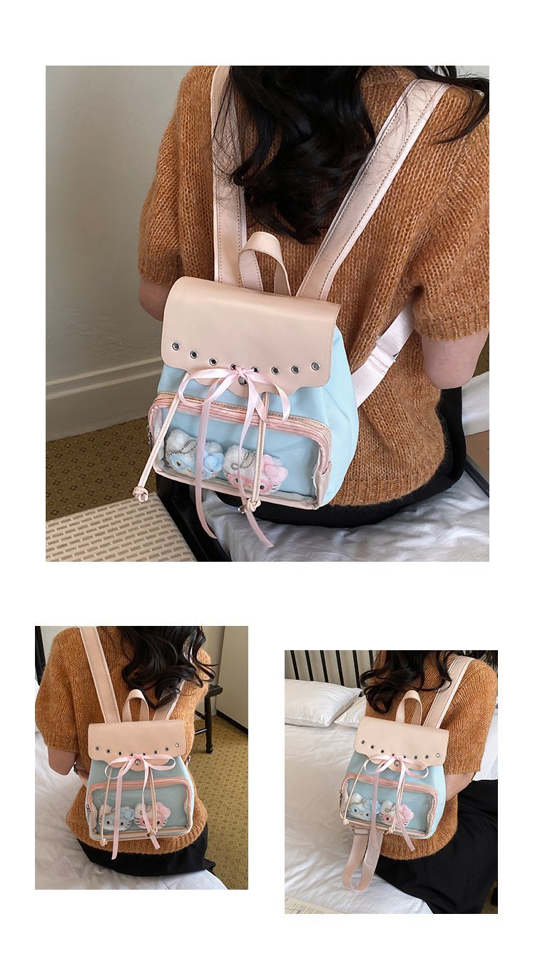 Cute Waterproof PU Leather Drawstring Backpack for Women detail 5