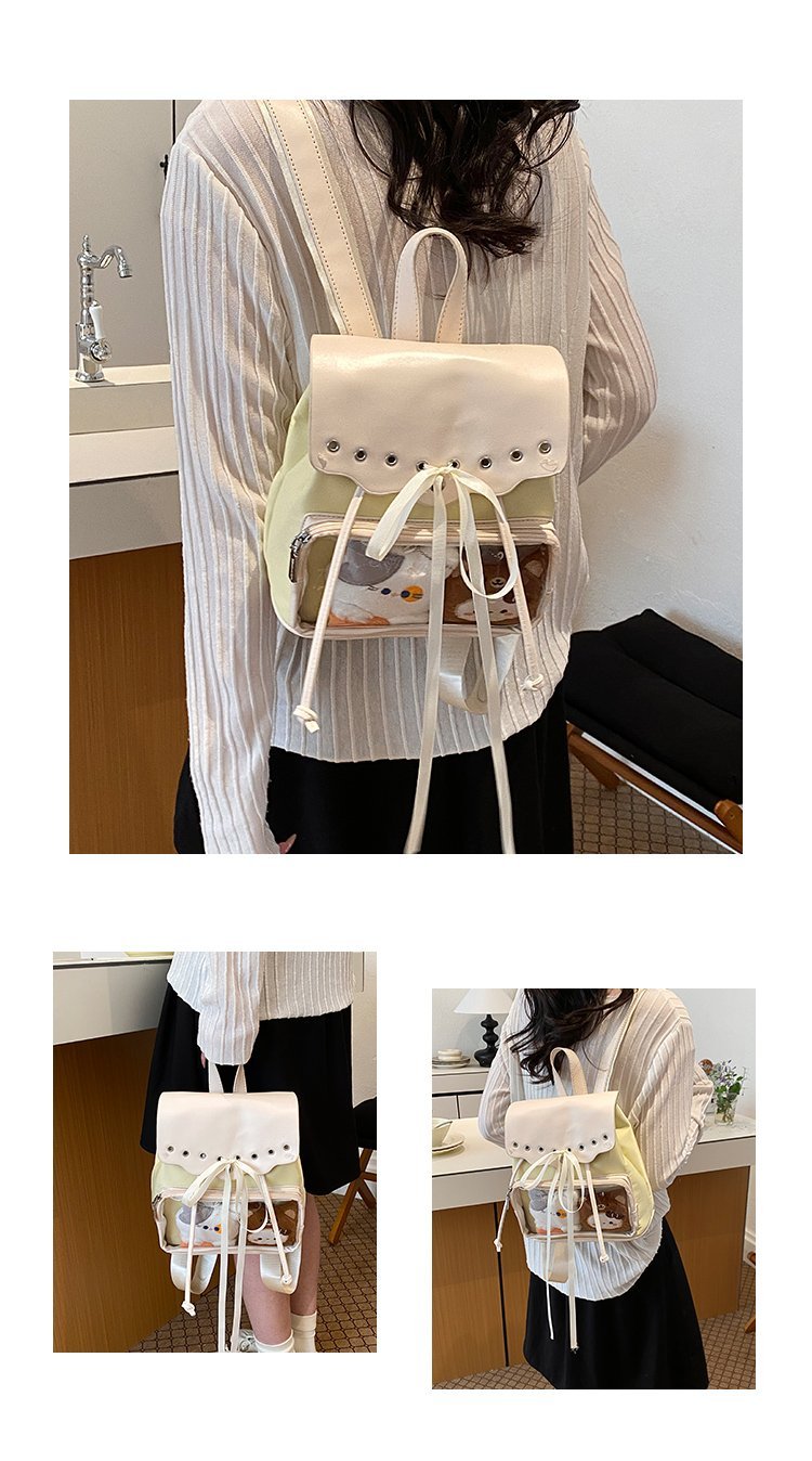 Cute Waterproof PU Leather Drawstring Backpack for Women detail 6