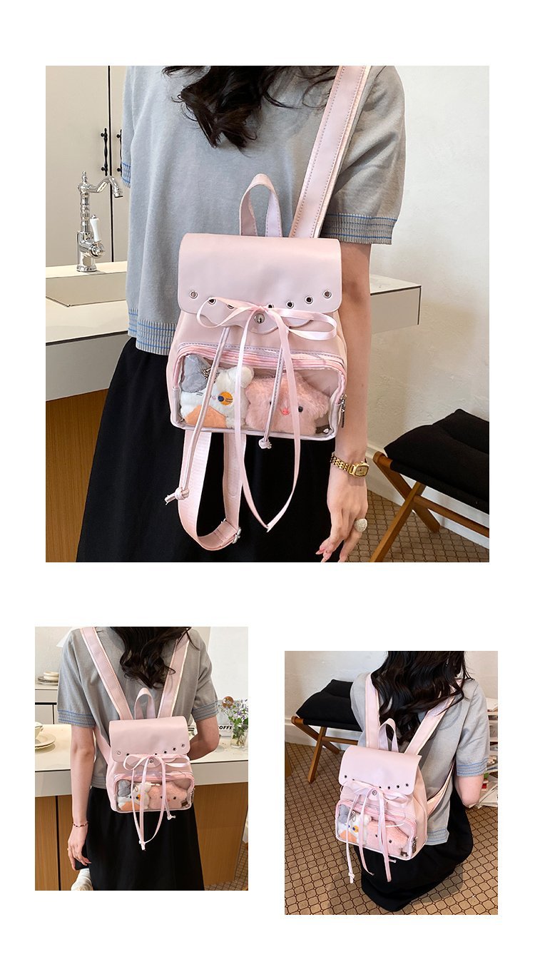Cute Waterproof PU Leather Drawstring Backpack for Women detail 7