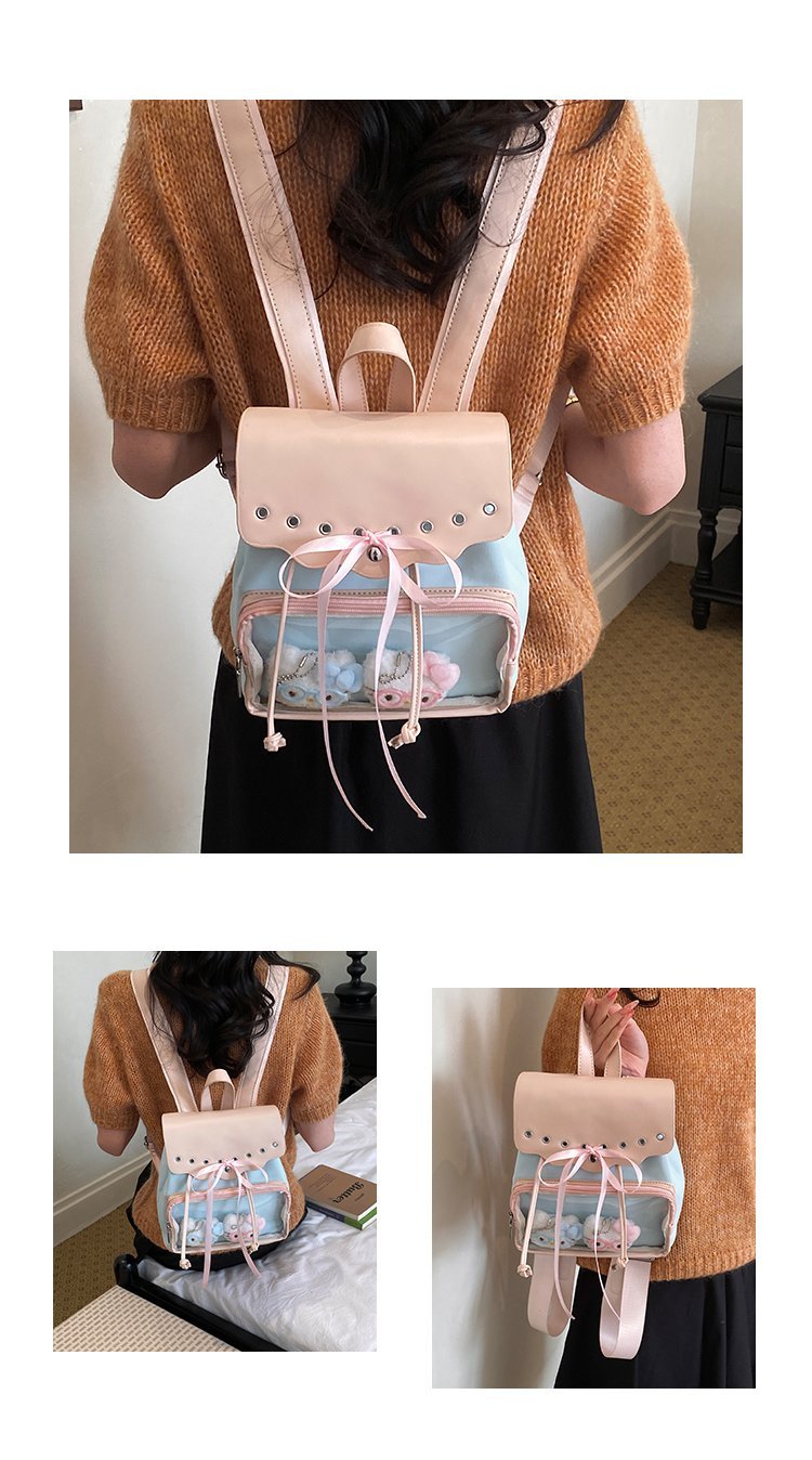 Cute Waterproof PU Leather Drawstring Backpack for Women detail 8