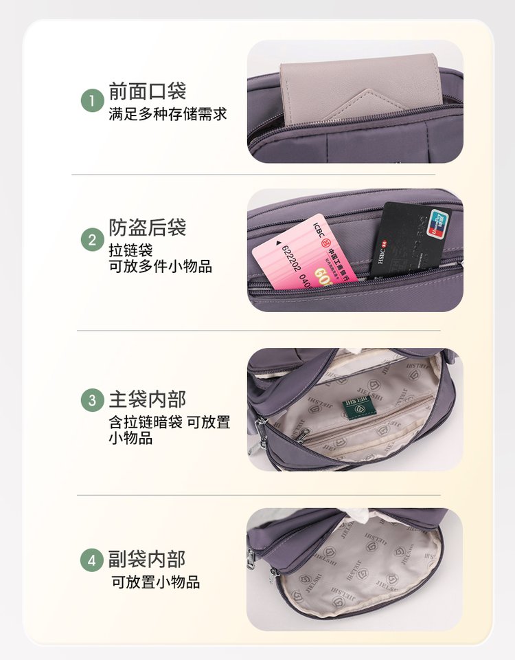 Women's Multi-Pocket Nylon Crossbody Bag detail 7