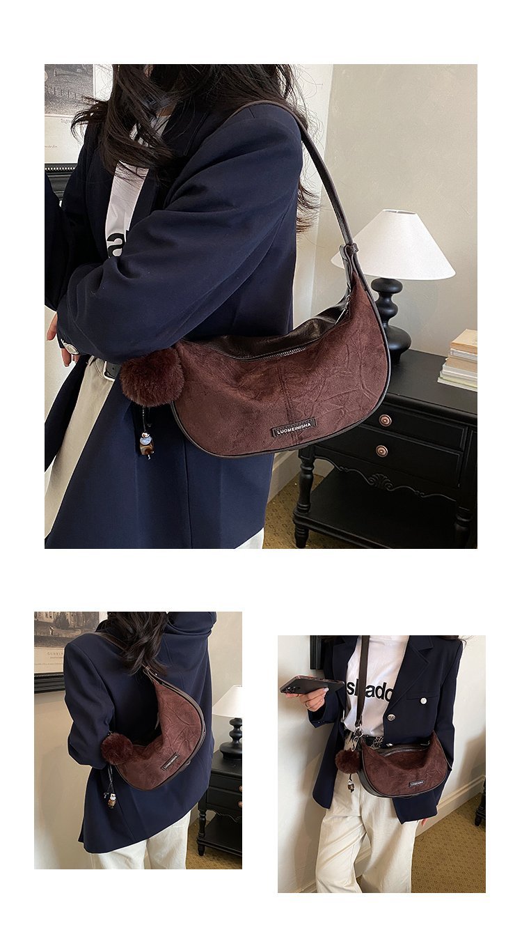 Women's Versatile PU Leather Dumpling Shoulder Bag with Zipper detail 1