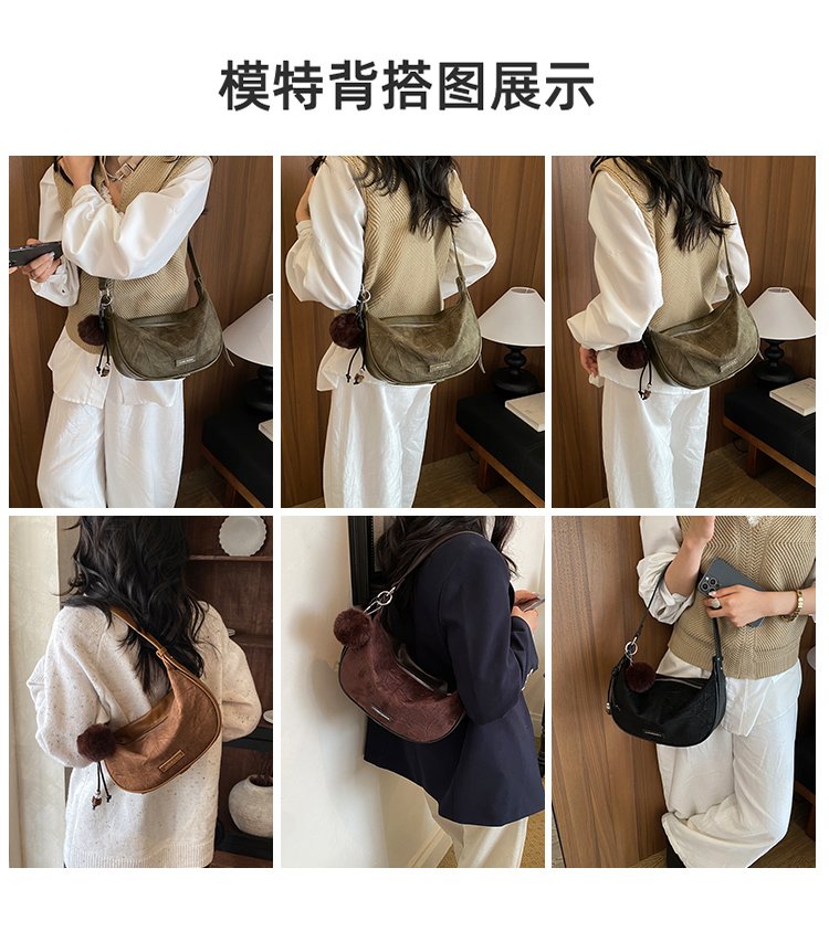 Women's Versatile PU Leather Dumpling Shoulder Bag with Zipper detail 5