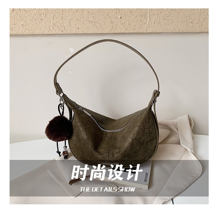 Women's Versatile PU Leather Dumpling Shoulder Bag with Zipper detail 13