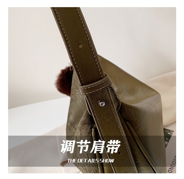 Women's Versatile PU Leather Dumpling Shoulder Bag with Zipper detail 14