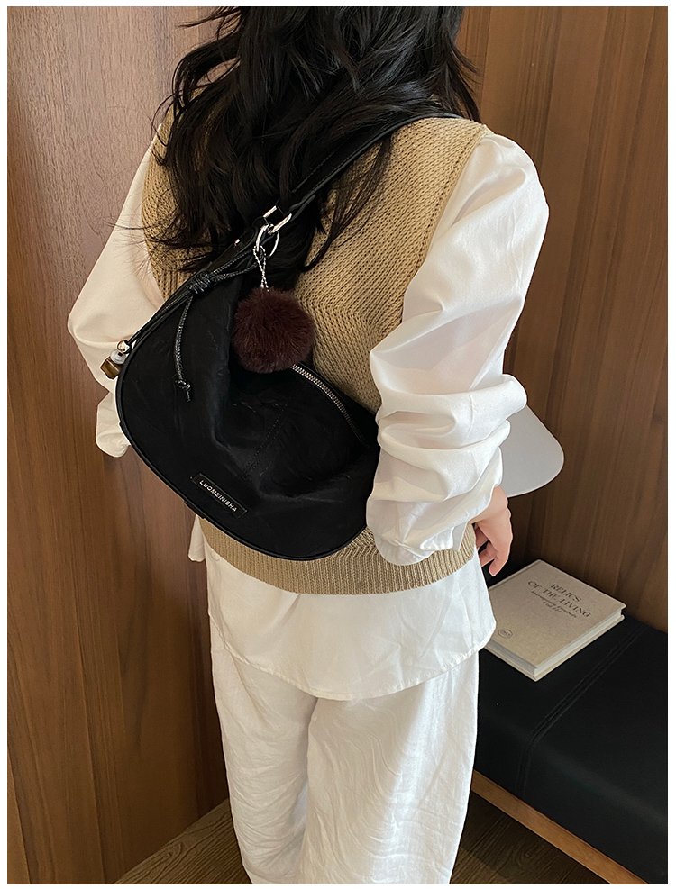 Women's Versatile PU Leather Dumpling Shoulder Bag with Zipper detail 22