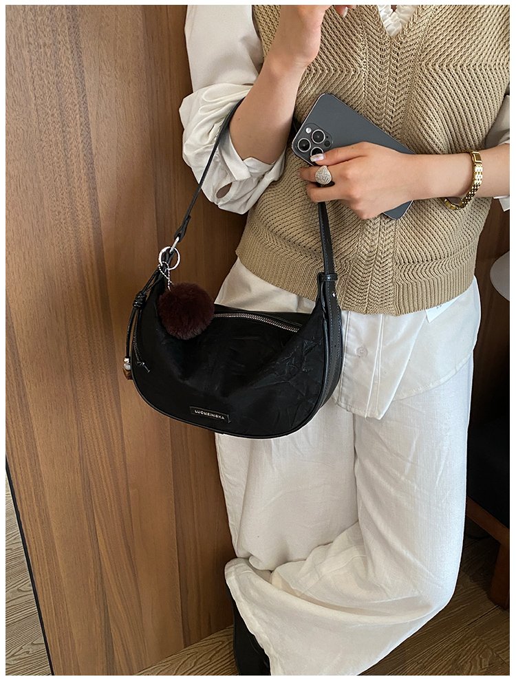 Women's Versatile PU Leather Dumpling Shoulder Bag with Zipper detail 23
