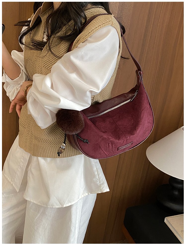 Women's Versatile PU Leather Dumpling Shoulder Bag with Zipper detail 25