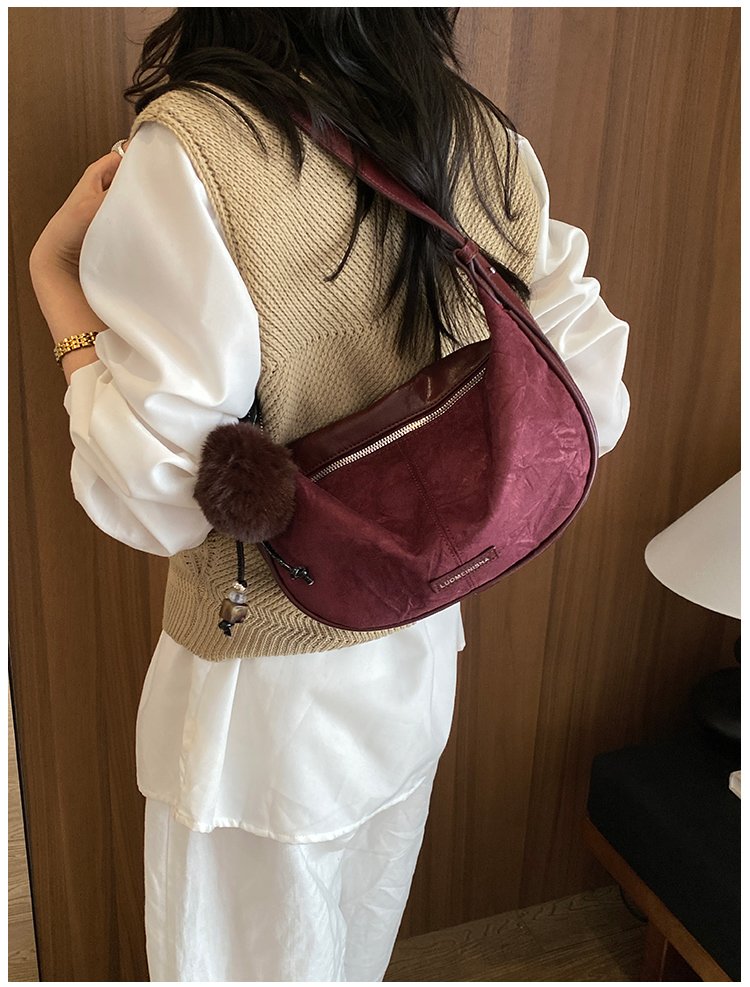 Women's Versatile PU Leather Dumpling Shoulder Bag with Zipper detail 28