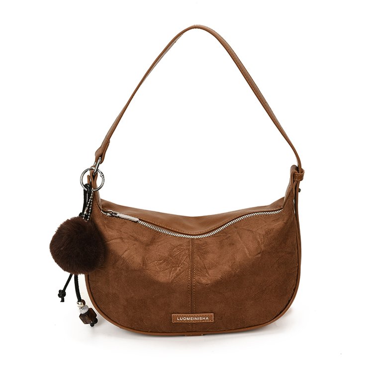 Women's Versatile PU Leather Dumpling Shoulder Bag with Zipper view 8