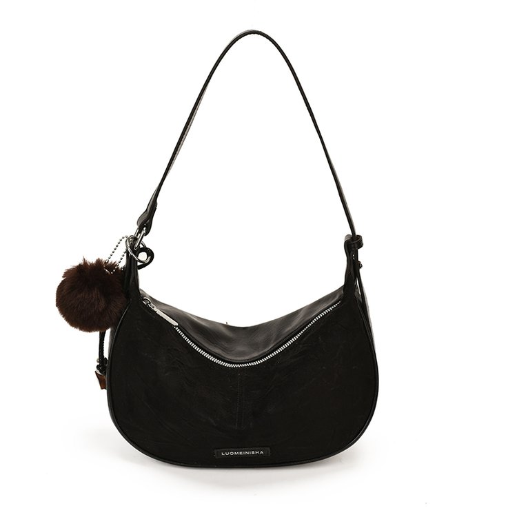Women's Versatile PU Leather Dumpling Shoulder Bag with Zipper view 9