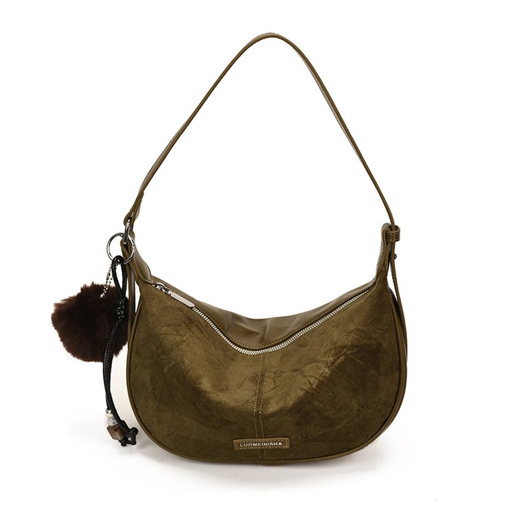 Women's Versatile PU Leather Dumpling Shoulder Bag with Zipper view 1