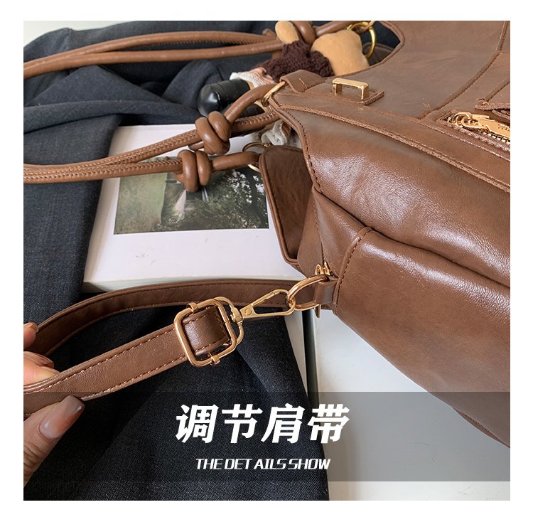 Women's Trend-Led PU Leather Shoulder Bag with Charm with Zipper detail 15