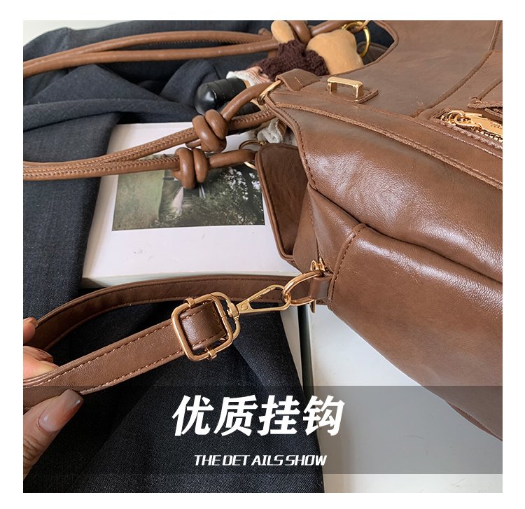 Women's Trend-Led PU Leather Shoulder Bag with Charm with Zipper detail 17
