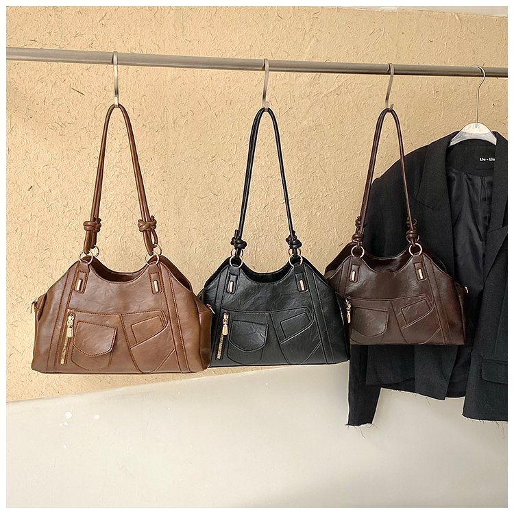 Women's Trend-Led PU Leather Shoulder Bag with Charm with Zipper detail 3
