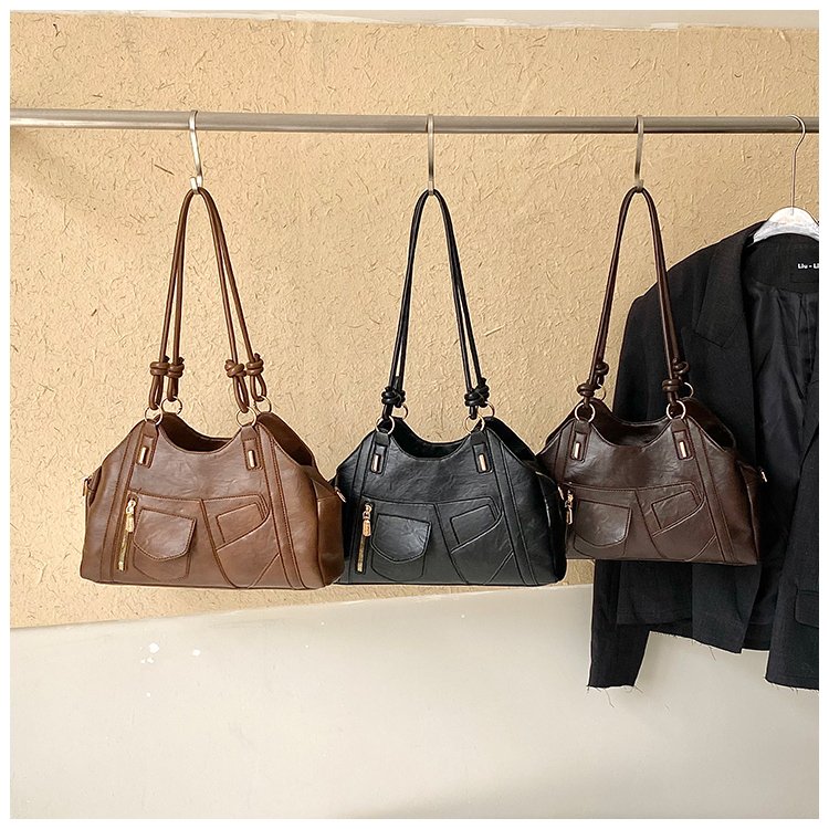 Women's Trend-Led PU Leather Shoulder Bag with Charm with Zipper detail 5