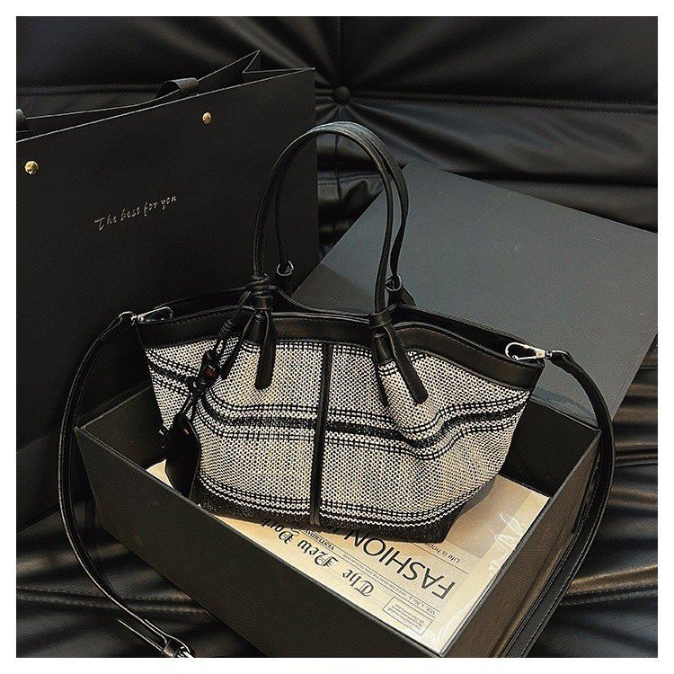 Women's Striped Cloth Crossbody Handbag with Magnetic Snap view 2