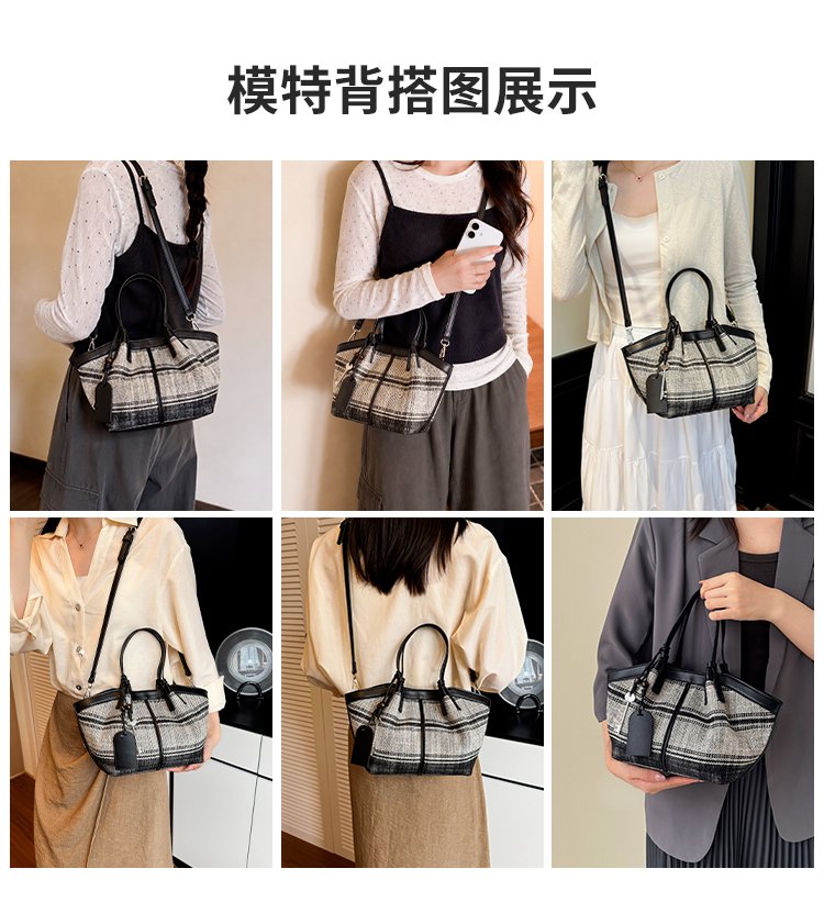 Women's Striped Cloth Crossbody Handbag with Magnetic Snap detail 10