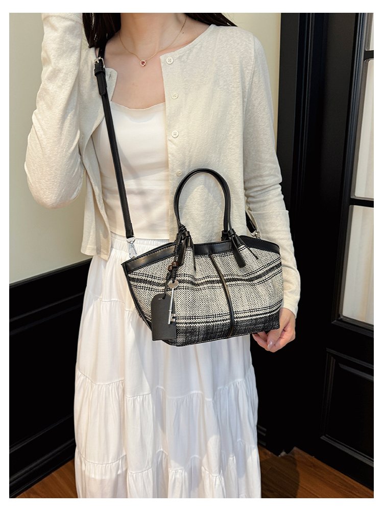 Women's Striped Cloth Crossbody Handbag with Magnetic Snap detail 17