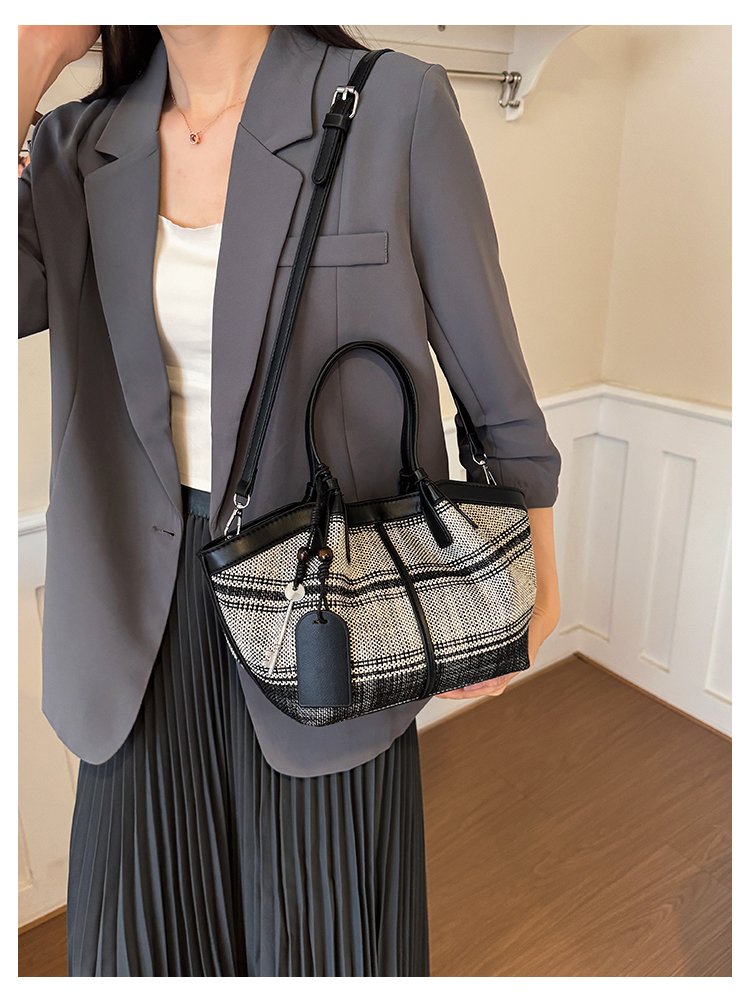Women's Striped Cloth Crossbody Handbag with Magnetic Snap detail 24