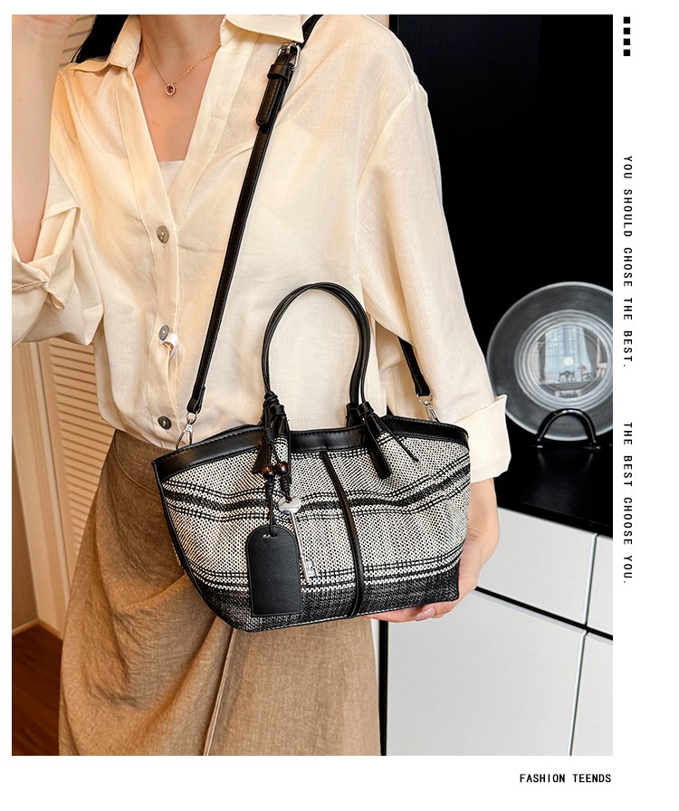 Women's Striped Cloth Crossbody Handbag with Magnetic Snap detail 2