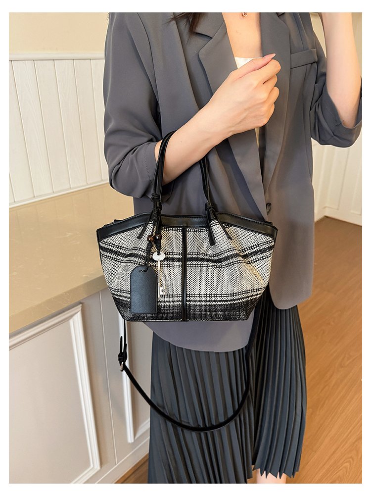 Women's Striped Cloth Crossbody Handbag with Magnetic Snap view 1