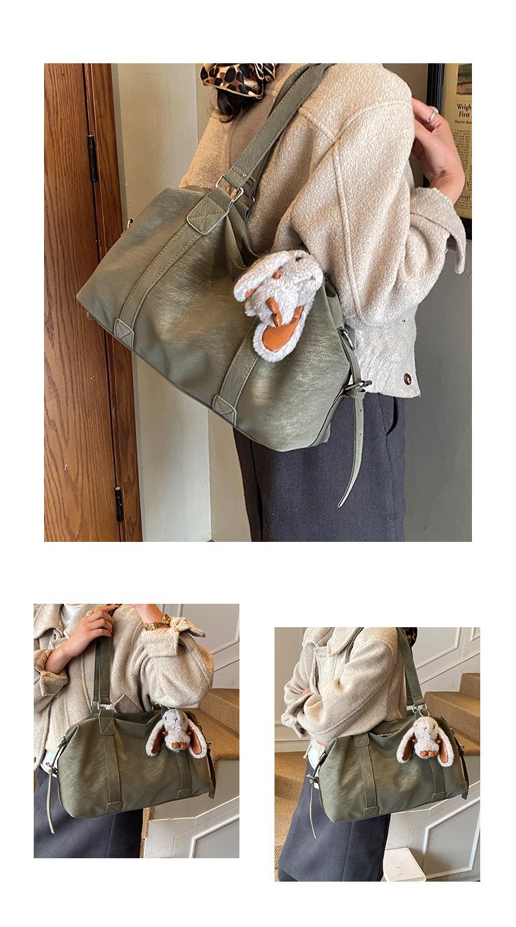 Unisex Work Solid-Color Structured PU Leather Handbag detail 9
