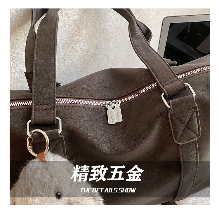 Unisex Work Solid-Color Structured PU Leather Handbag detail 12