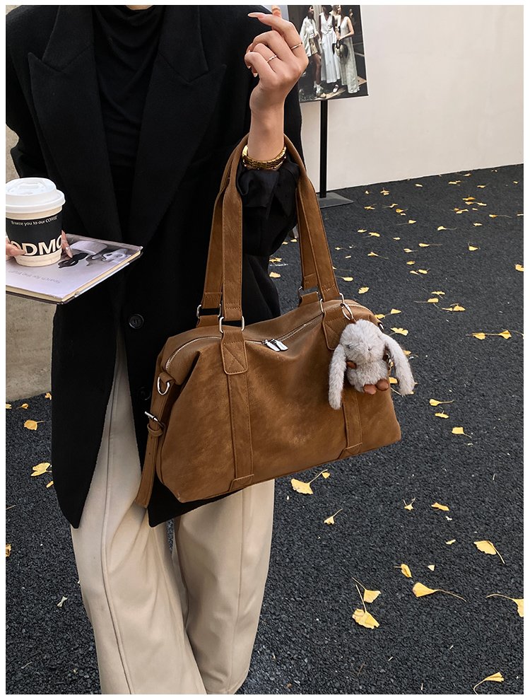 Unisex Work Solid-Color Structured PU Leather Handbag detail 19