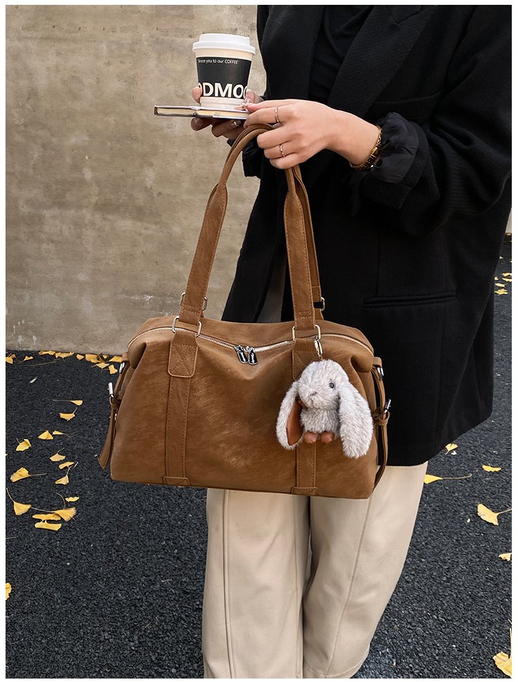Unisex Work Solid-Color Structured PU Leather Handbag detail 21