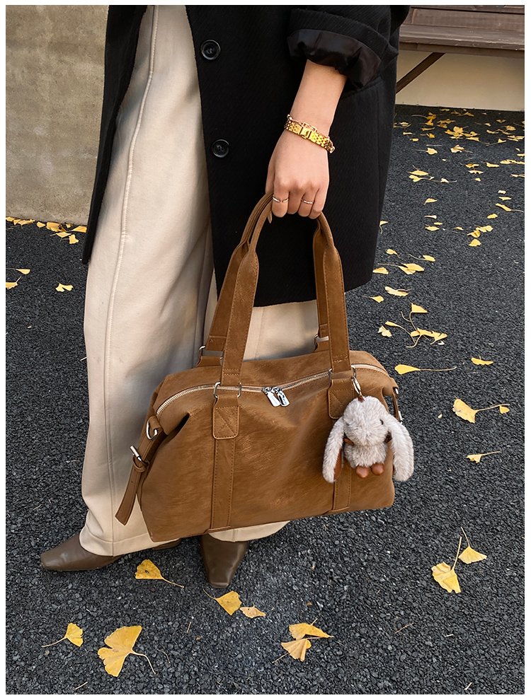 Unisex Work Solid-Color Structured PU Leather Handbag detail 22