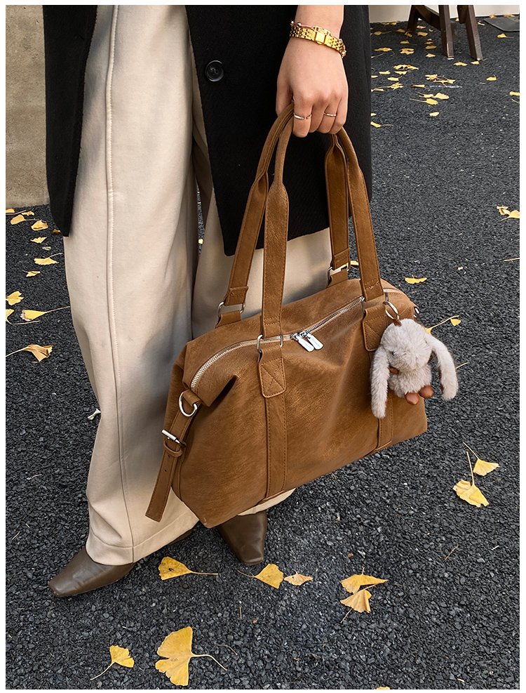 Unisex Work Solid-Color Structured PU Leather Handbag detail 23