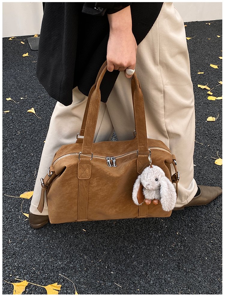 Unisex Work Solid-Color Structured PU Leather Handbag detail 27