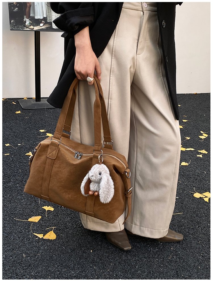 Unisex Work Solid-Color Structured PU Leather Handbag detail 28