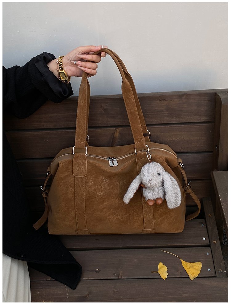 Unisex Work Solid-Color Structured PU Leather Handbag detail 29