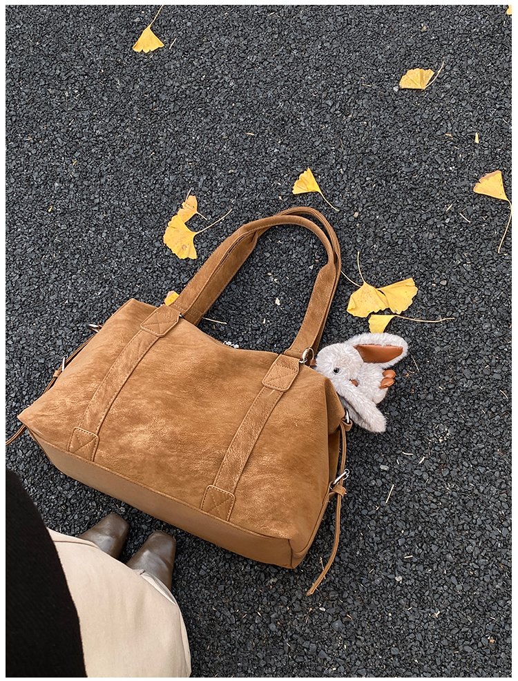 Unisex Work Solid-Color Structured PU Leather Handbag detail 31