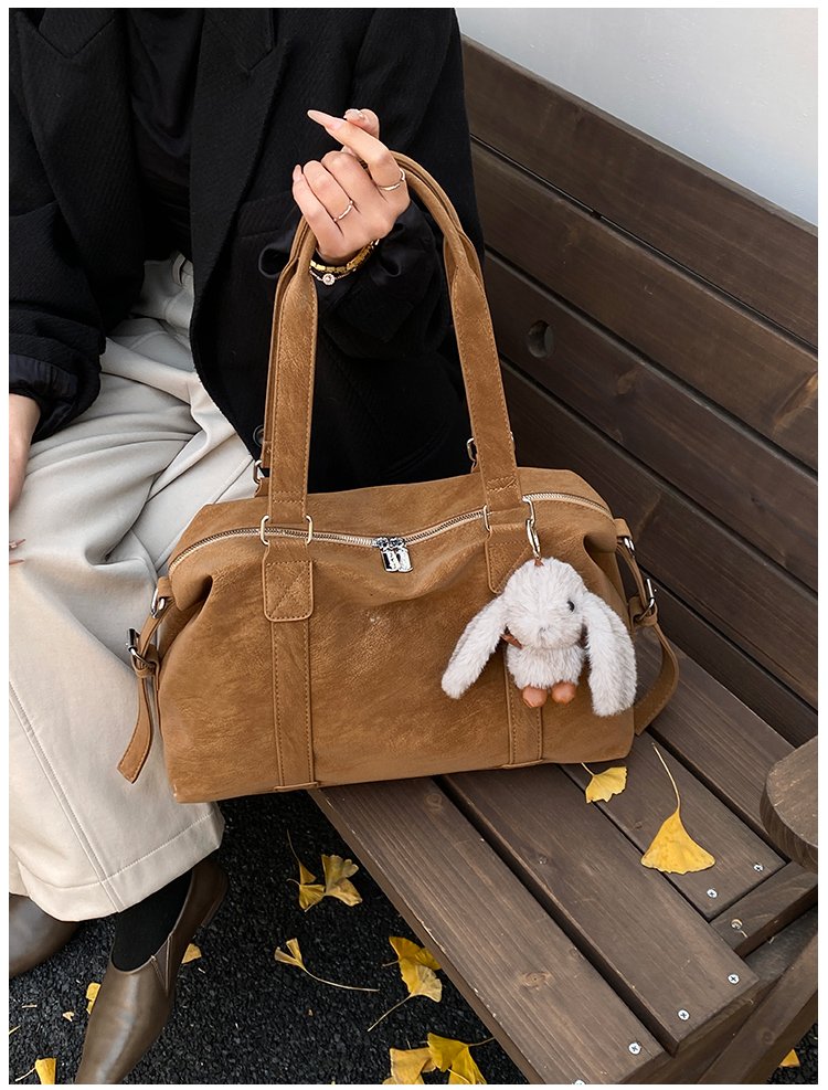 Unisex Work Solid-Color Structured PU Leather Handbag detail 32
